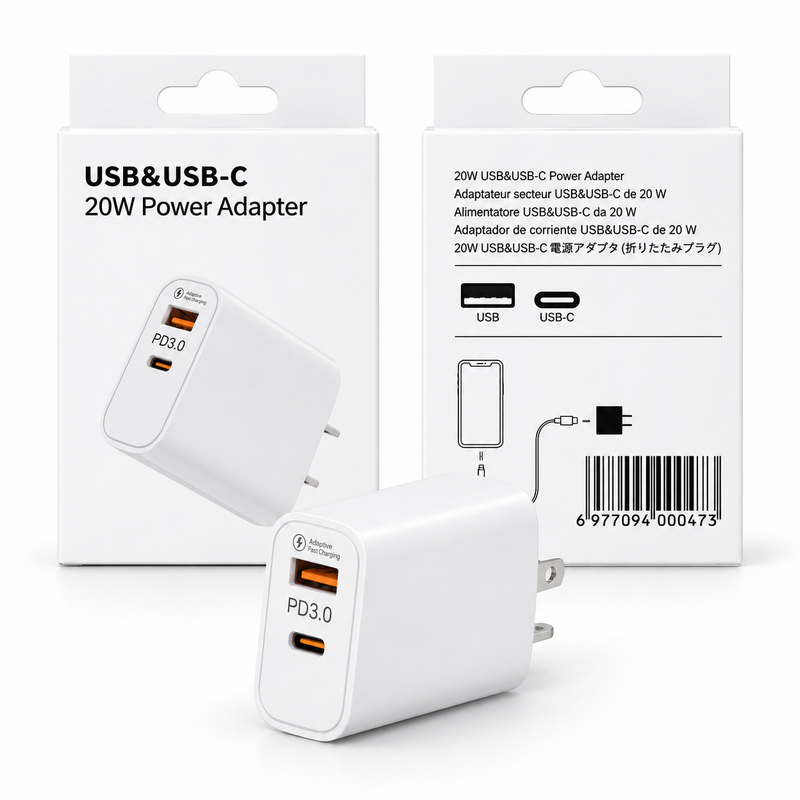20W USB & USB-C Dual-Port Power Adapter