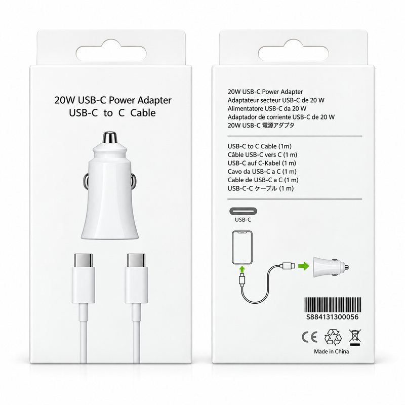 20W USB-C Car Charger with USB-C to USB-C Cable