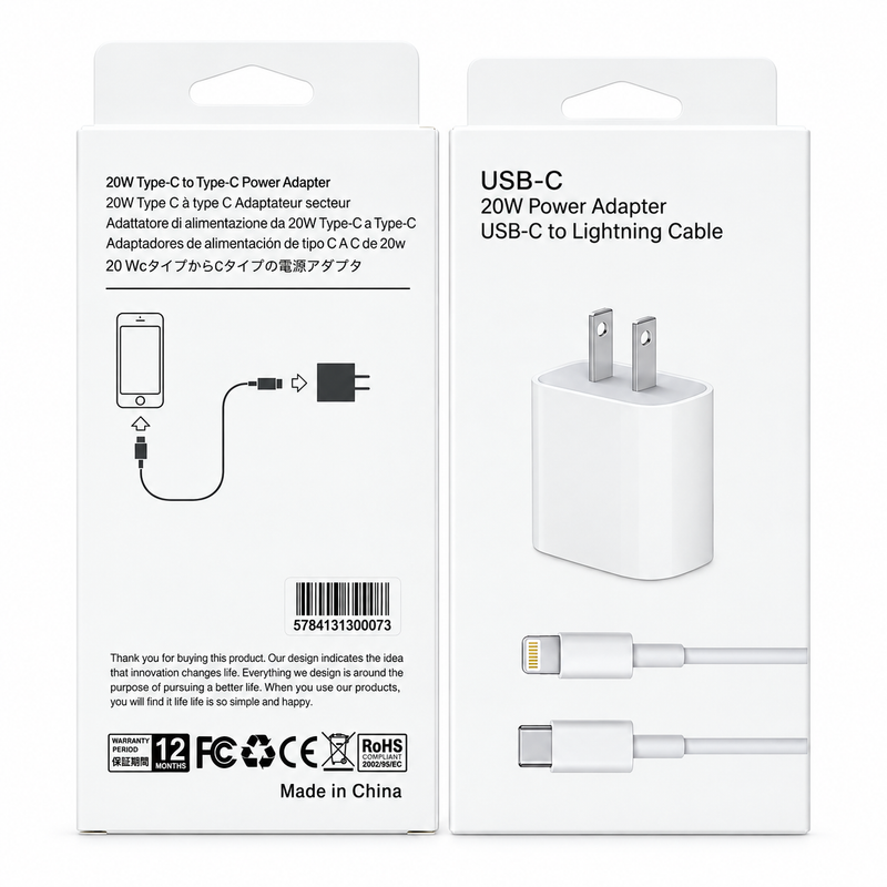 20W USB-C Wall Power Adapter with USB-C to Lightning Cable